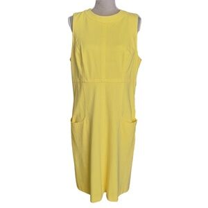 Lauren Ralph Lauren Yellow Sleeveless Shift Dress 14 Church Summer Workwear Chic